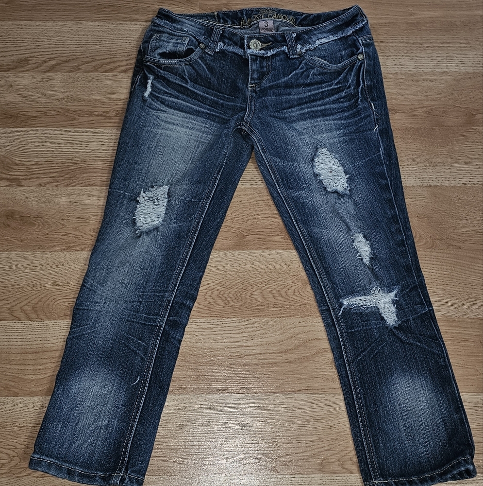 Almost Famous Distressed Blue Women's Jean Capris